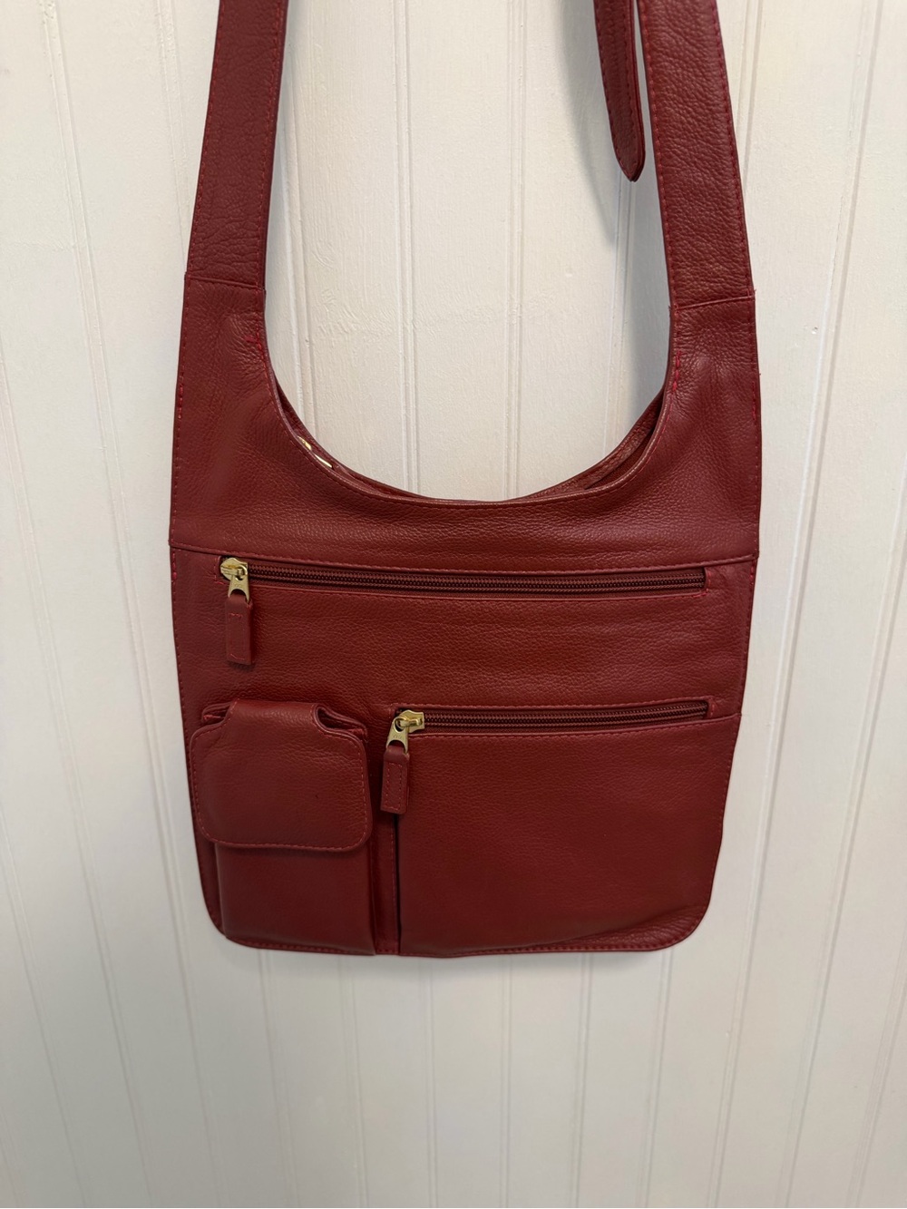 JP Ourse & Cie Burgundy Leather Crossbody Bag